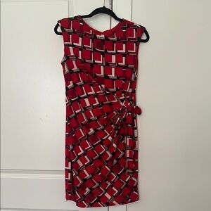 Geometric Red and Black Dress
